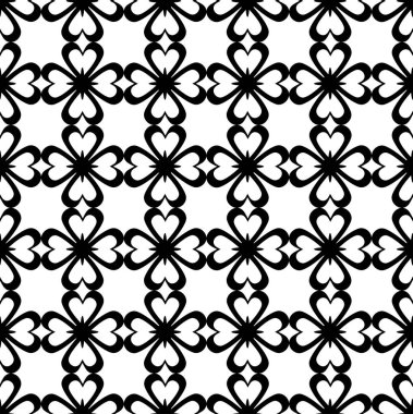 Vektör seamless modeli. Siyah ve beyaz yinelenen aşk desen