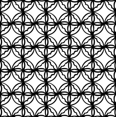 Vektör seamless modeli. Siyah ve beyaz yinelenen geometrik cirle desen