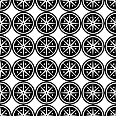Vektör seamless modeli. Siyah ve beyaz yinelenen geometrik cirle desen