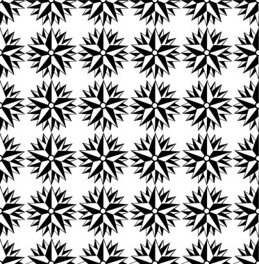 Vektör seamless modeli. Siyah ve beyaz yinelenen geometrik yıldız desen