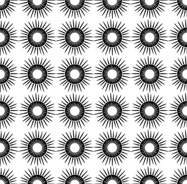 Vektör seamless modeli. Siyah ve beyaz geometrik yinelenen desen daire