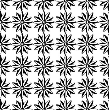 Vektör seamless modeli. Siyah ve beyaz yinelenen geometrik yıldız desen