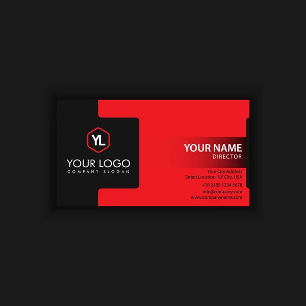 Moderne kreative und saubere Visitenkartenvorlage mit roter schwarzer Farbe — Stockvektor