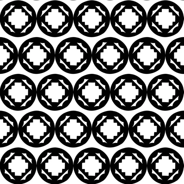 Modèle sans couture vectoriel. Noir et blanc Modèle de cercle géométrique répétitif — Image vectorielle