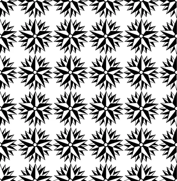 Modèle sans couture vectoriel. Modèle d'étoile géométrique à répétition noir et blanc — Image vectorielle