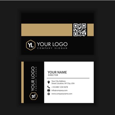 Modern yaratıcı ve altın koyu renk ile temiz kartvizit şablonu