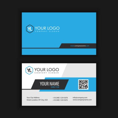 Modern yaratıcı ve mavi koyu renk ile temiz kartvizit şablonu