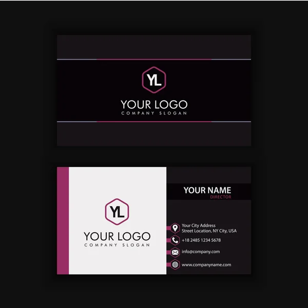 Modern kreatív és tiszta névjegykártya sablon, lila, fekete színű — Stock Vector