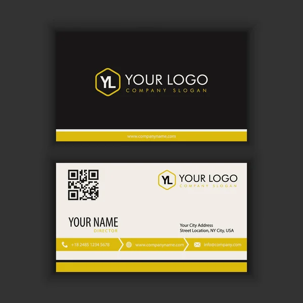 Modern Creative and Clean Business Card Template with yellow line color — Stock Vector