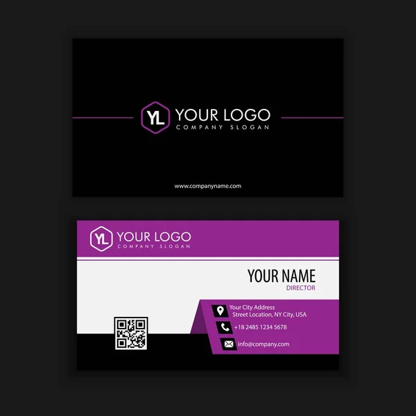 Modern Creative and Clean Business Card Template with purple black color — Stock Vector