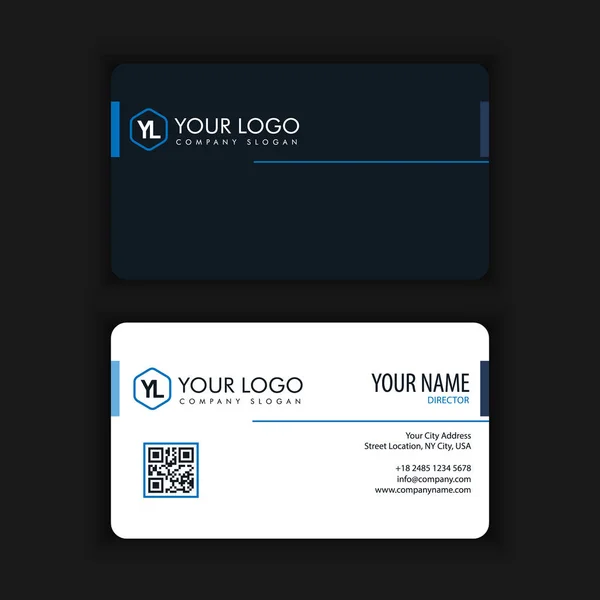 Μοντέρνο δημιουργικό και καθαρό πρότυπο επαγγελματική κάρτα με μπλε σκούρο χρώμα — Διανυσματικό Αρχείο