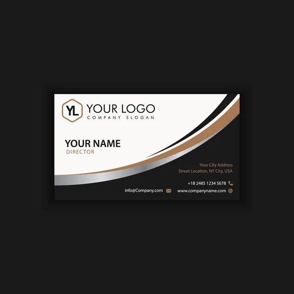Modern Creative and Clean Business Card Template with gold dark color — Stock Vector