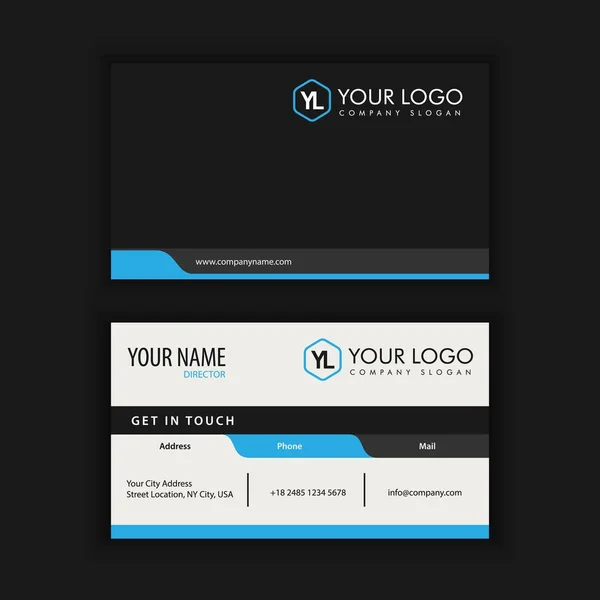 Modern kreatív és tiszta névjegykártya sablon kék sötét színű — Stock Vector