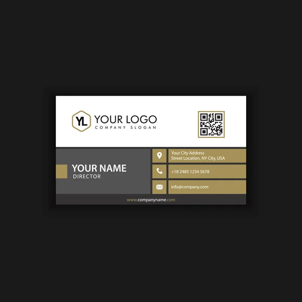 Modern Creative and Clean Business Card Template with gold dark color — Stock Vector