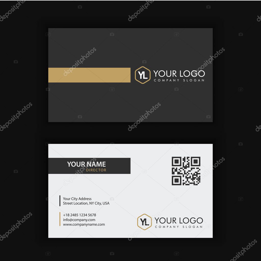 Modern Creative and Clean Business Card Template with gold dark color