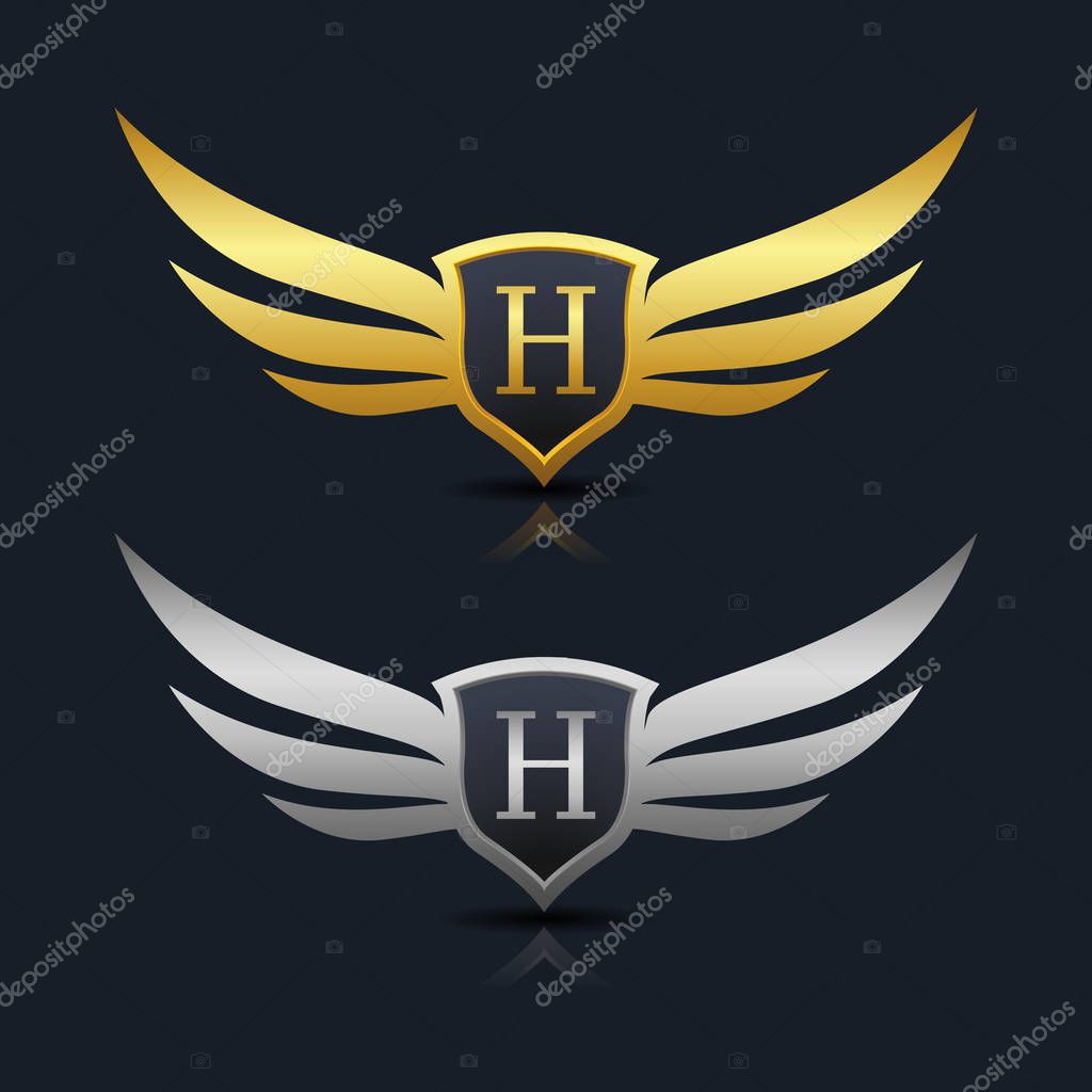 Wings Shield Letter G Logo Template design. Vector Illustration