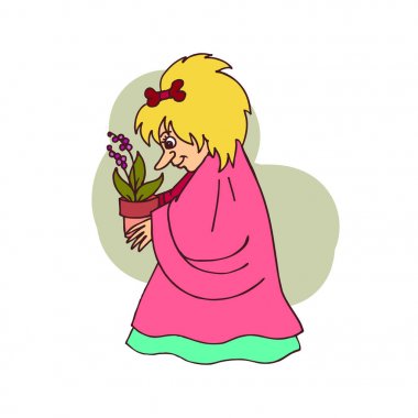 Saksıyı karikatür tutan çocuk