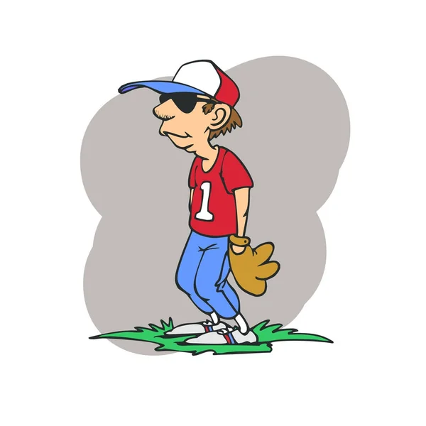 O desenho animado jogador de bola de base — Vetor de Stock