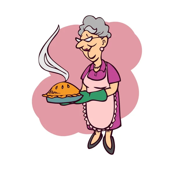 Die Mutter trägt eine Torte Karikatur — Stockvektor