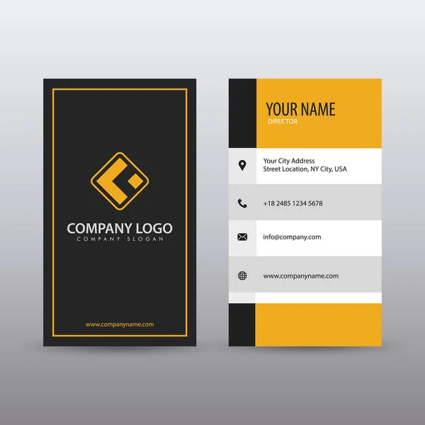 Modern Creative vertical Clean Business Card Template with yellow Black color — Stock Vector