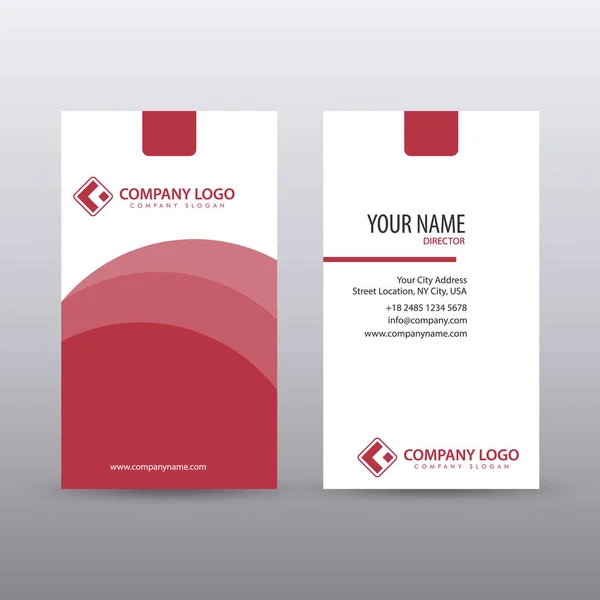Modelo de cartão de visita limpo vertical criativo moderno com cor vermelha — Vetor de Stock