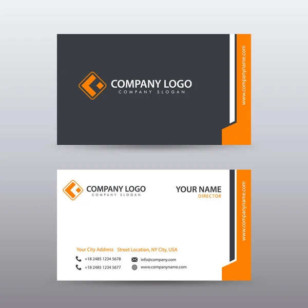 Μοντέρνο δημιουργικό και καθαρό πρότυπο επαγγελματική κάρτα με πορτοκαλί μαύρο χρώμα — Διανυσματικό Αρχείο