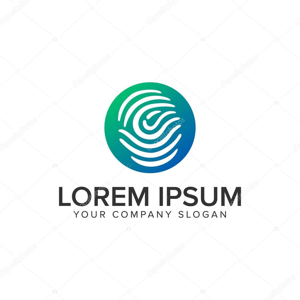 finger Print security logo design concept template