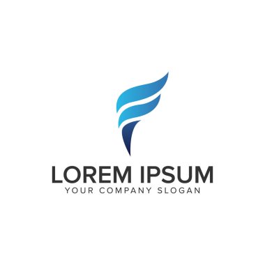 F harfi meşale logo tasarım kavramı şablonu.