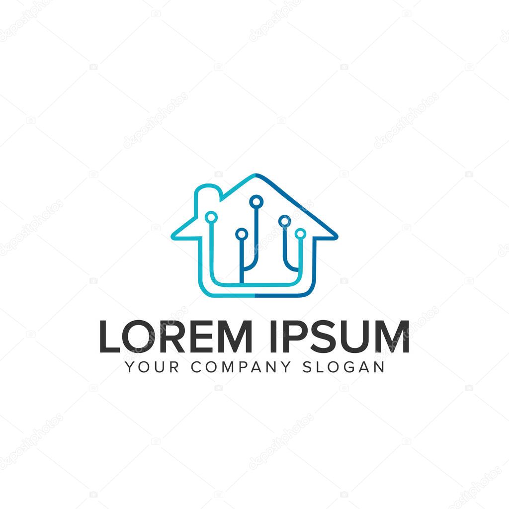 House electrical technology logo design concept template. fully editable vector