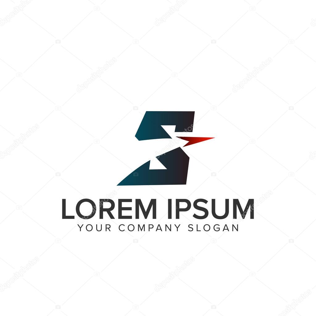 Letter S with paper airplane logo design concept template. fully editable vector
