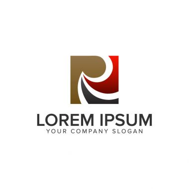 Harf R kare logo tasarım kavramı şablonu. 