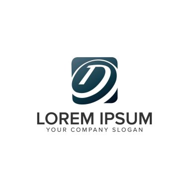 D harfi logosu kare logo tasarım kavramı şablonu. 