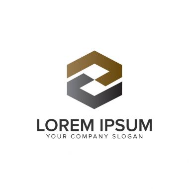 Z harfi altıgen logo tasarım kavramı şablonu. 