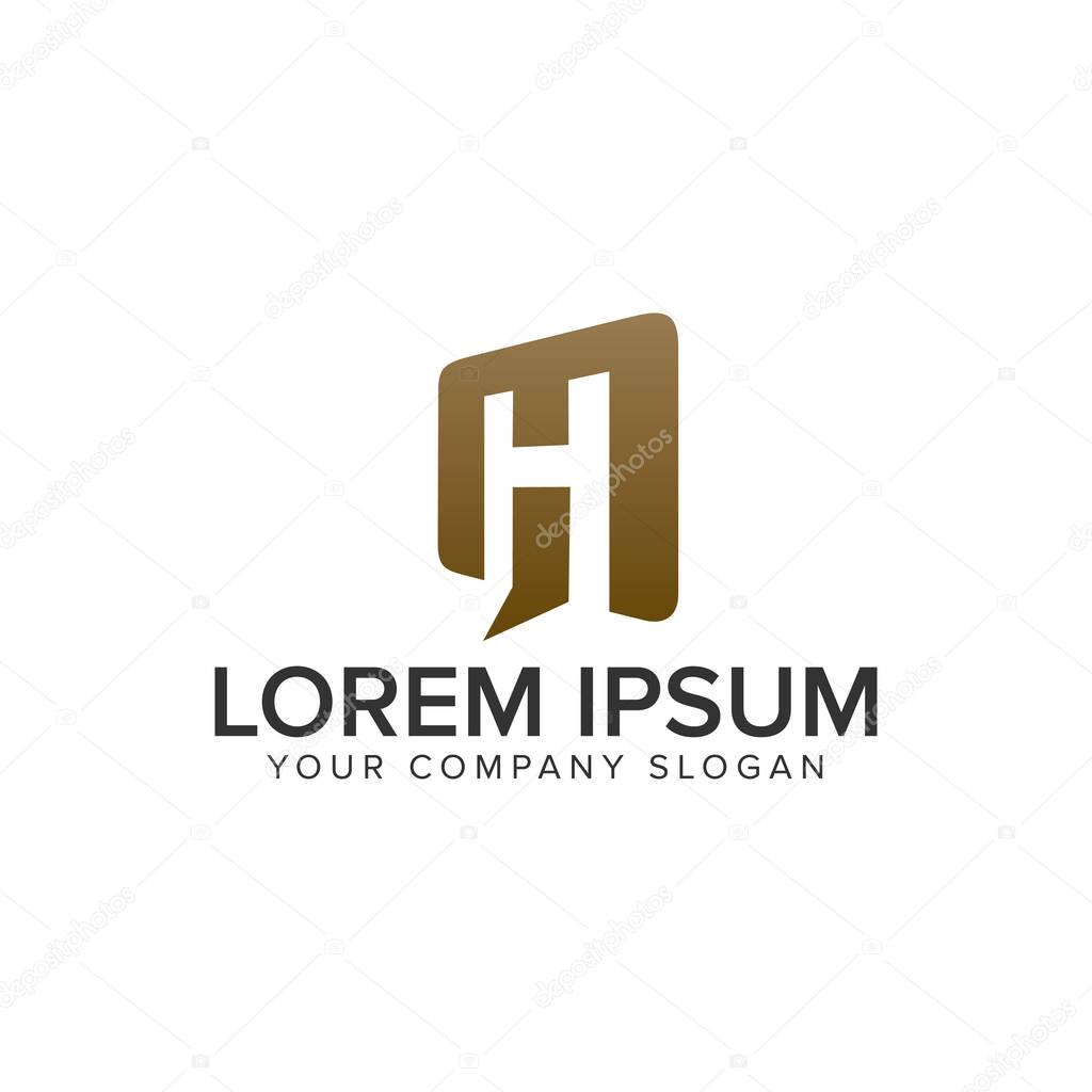 Letter H door open logo design concept template. fully editable vector