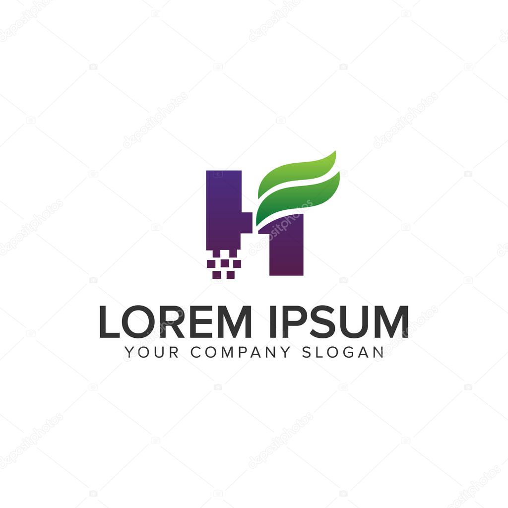 Letter H Nature logo design concept template. fully editable vector