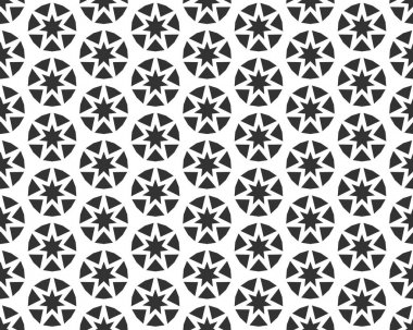 Soyut geometrik yıldız Seamless modeli. Geometrik siyah ve beyaz doku yinelenen.