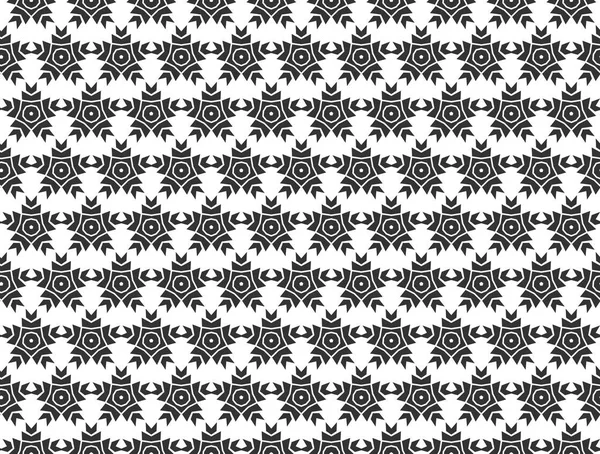 抽象几何星形无缝图案。重复几何黑白纹理. — 图库矢量图片