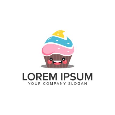 gülümseme kek logo tasarım kavramı şablonu.