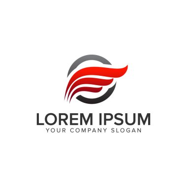 Kırmızı kanatlar logo tasarım kavramı şablonu.
