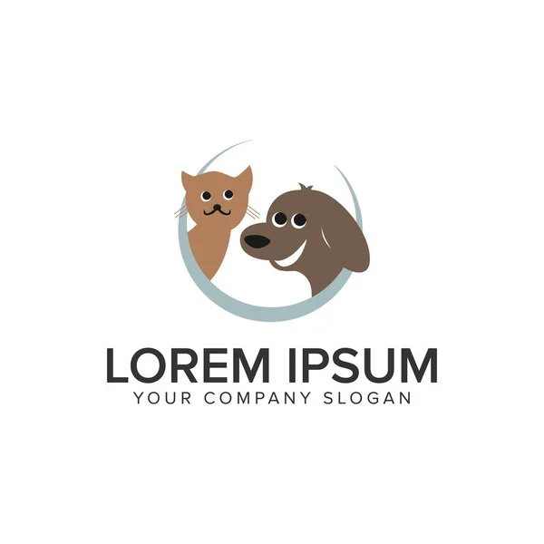 Cat dog animal logo design concept template. — Stock Vector