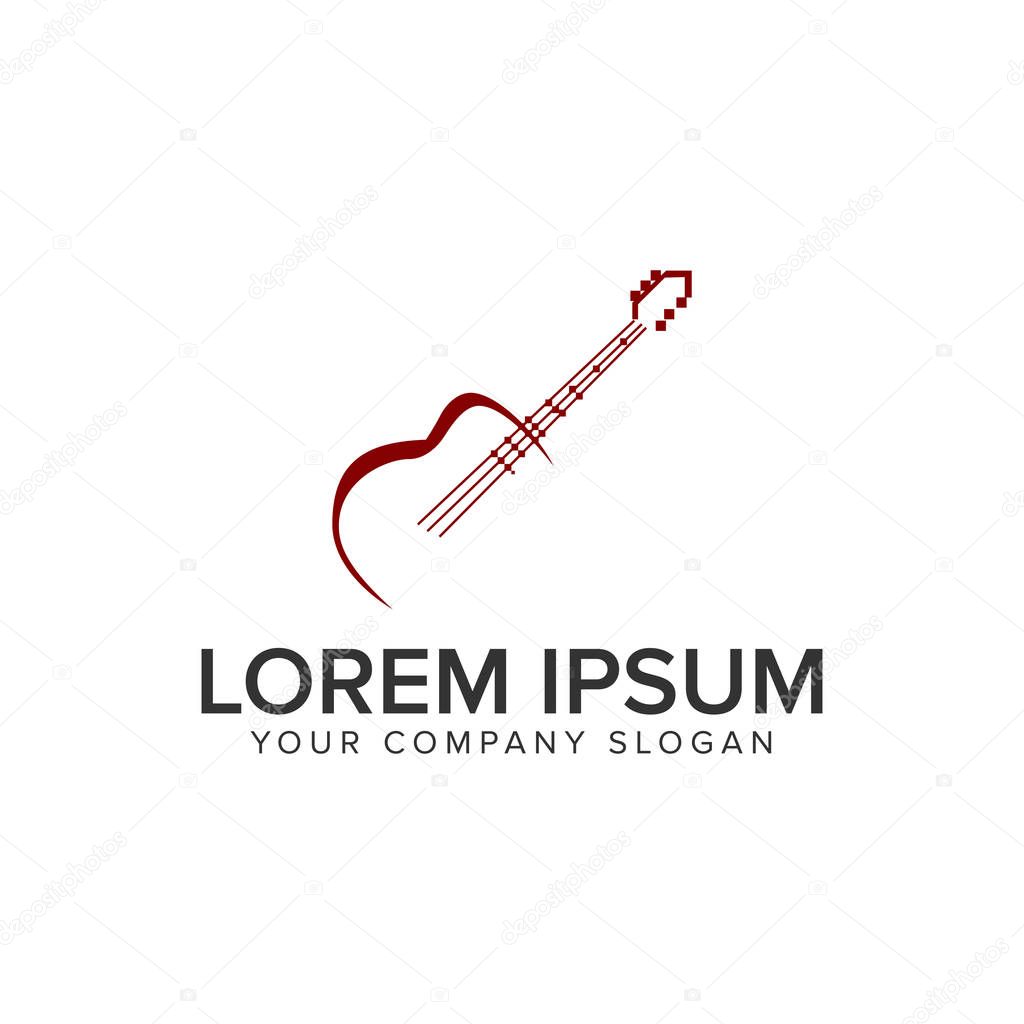Guitar logo design concept template. fully editable vector