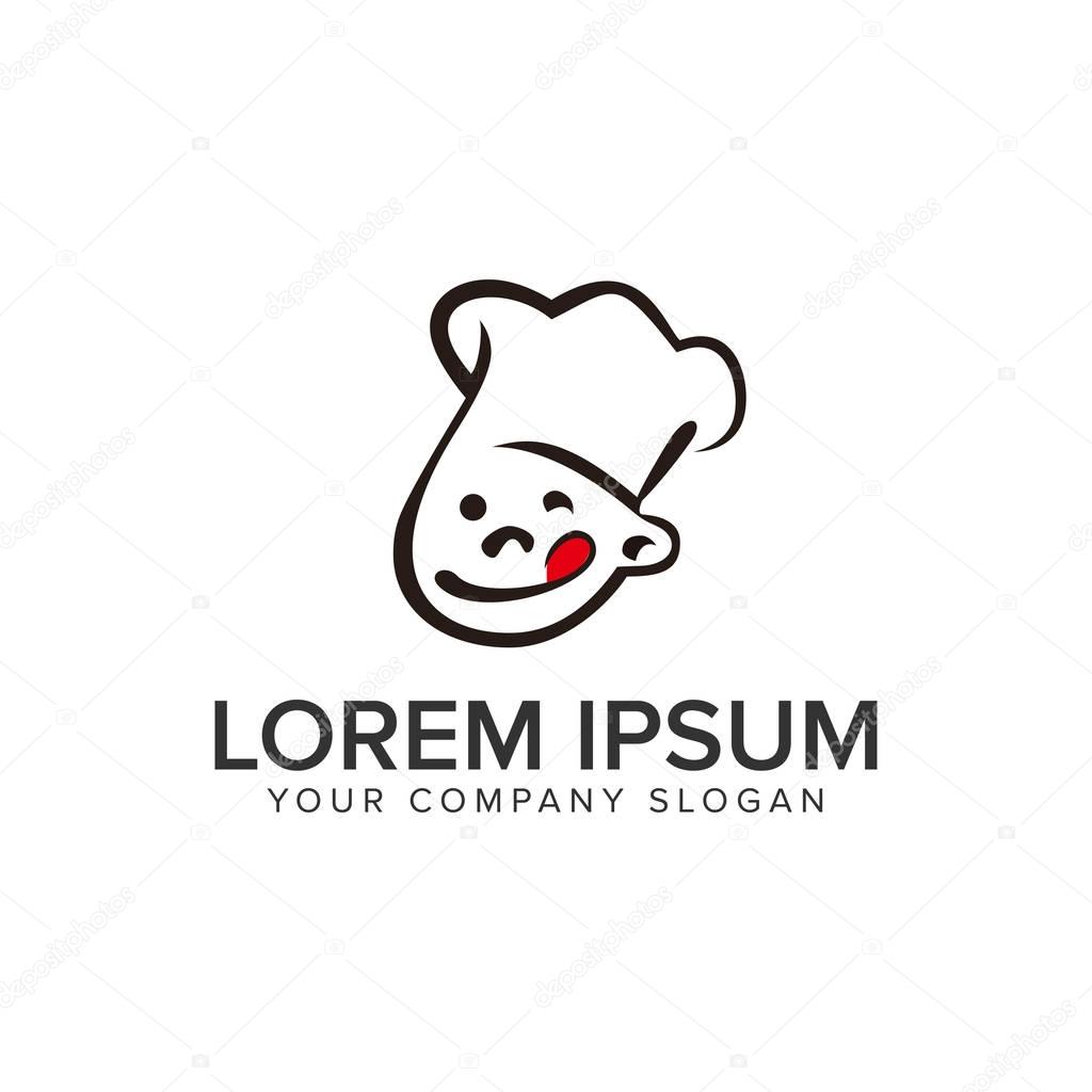 Yummy chef lezat logo design concept template. fully editable vector