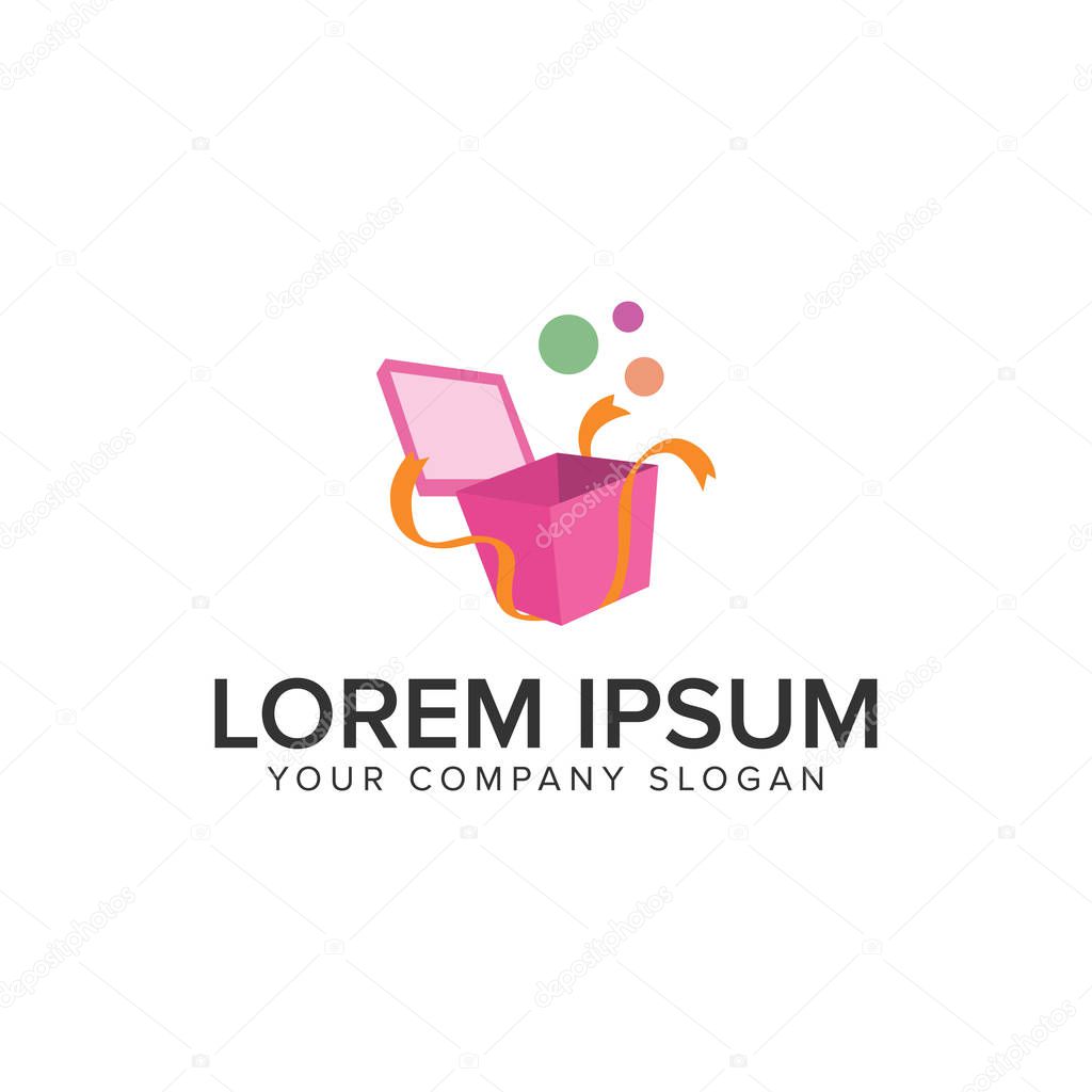 Open Gift box logo design concept template. fully editable vector