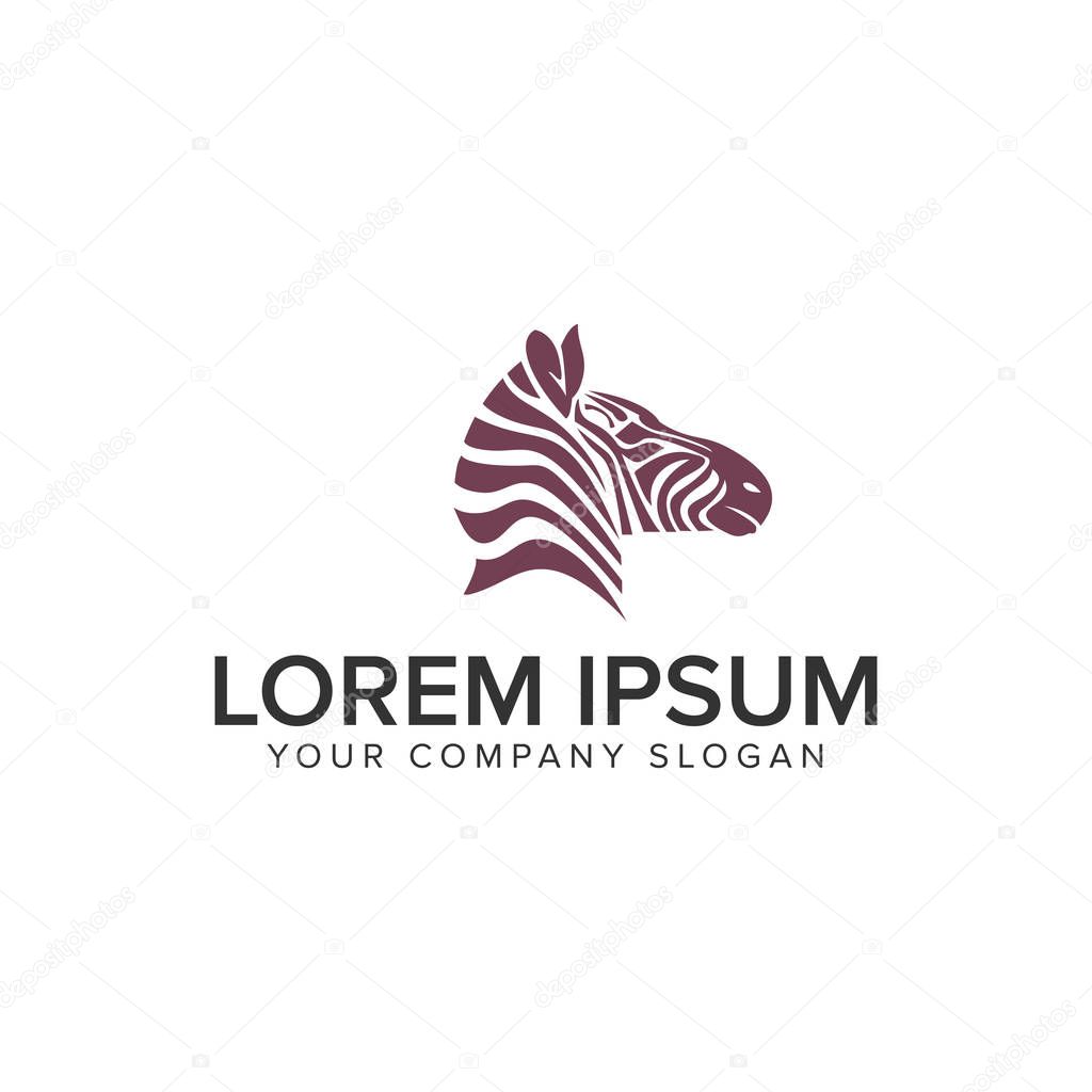 Zebra head logo design concept template. fully editable vector