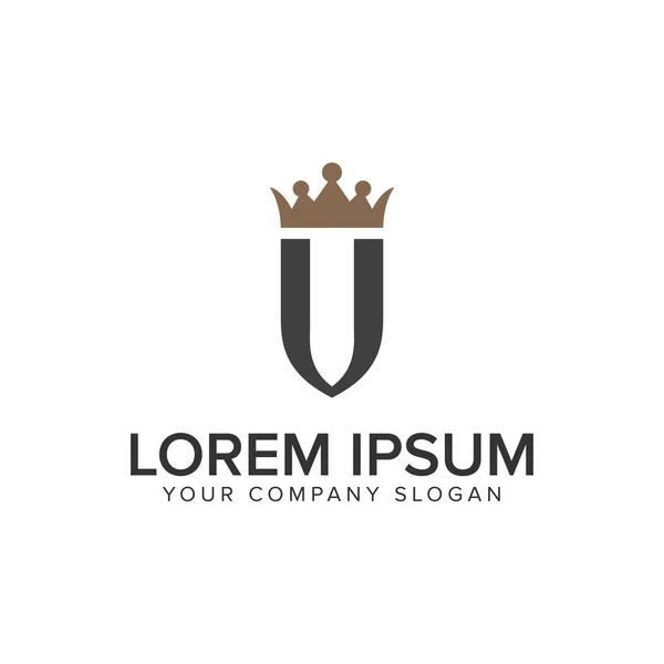 Letra U con plantilla de concepto de diseño de logotipo de lujo corona . — Vector de stock