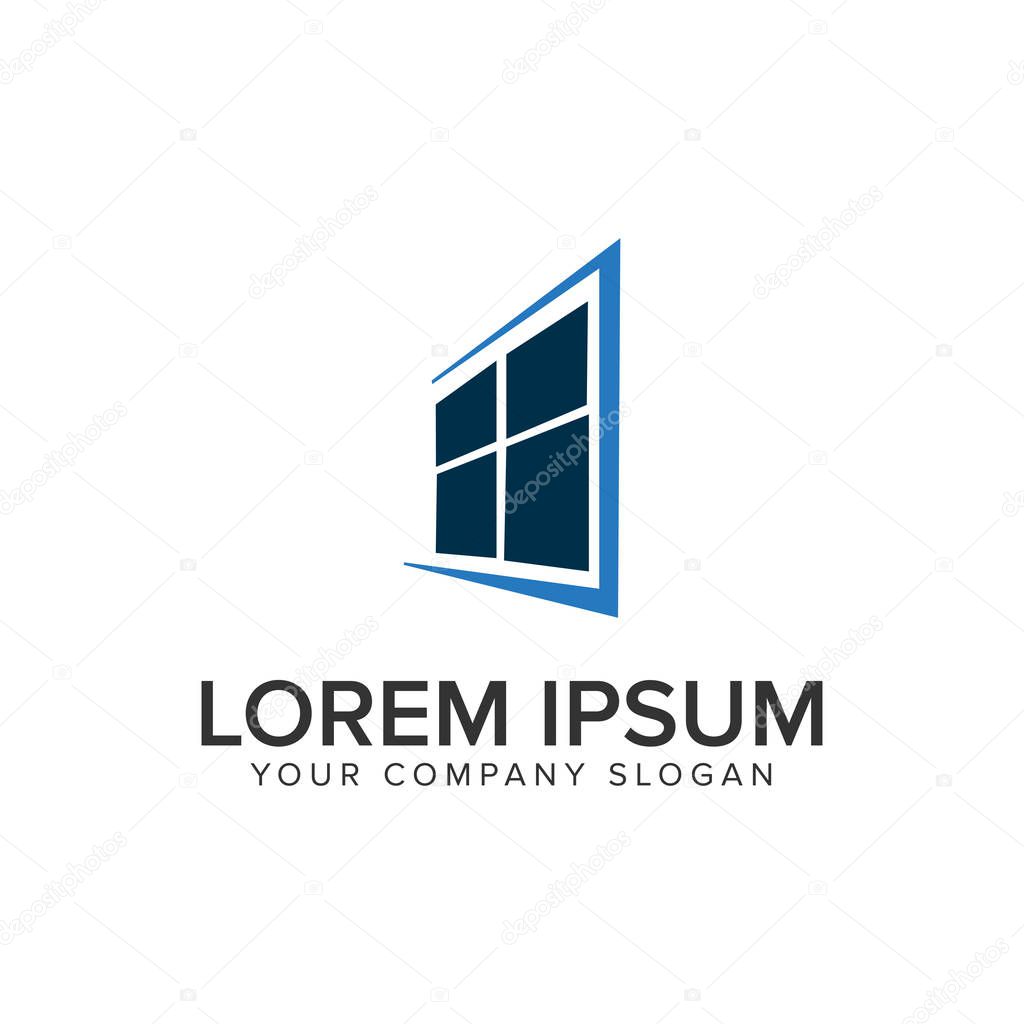 Window house logo design concept template. fully editable vector