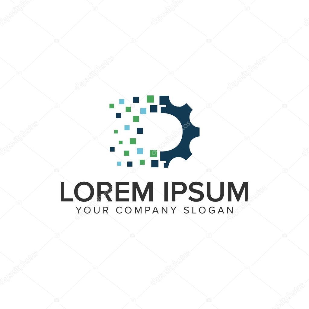 Gear pixel logo design concept template. fully editable vector
