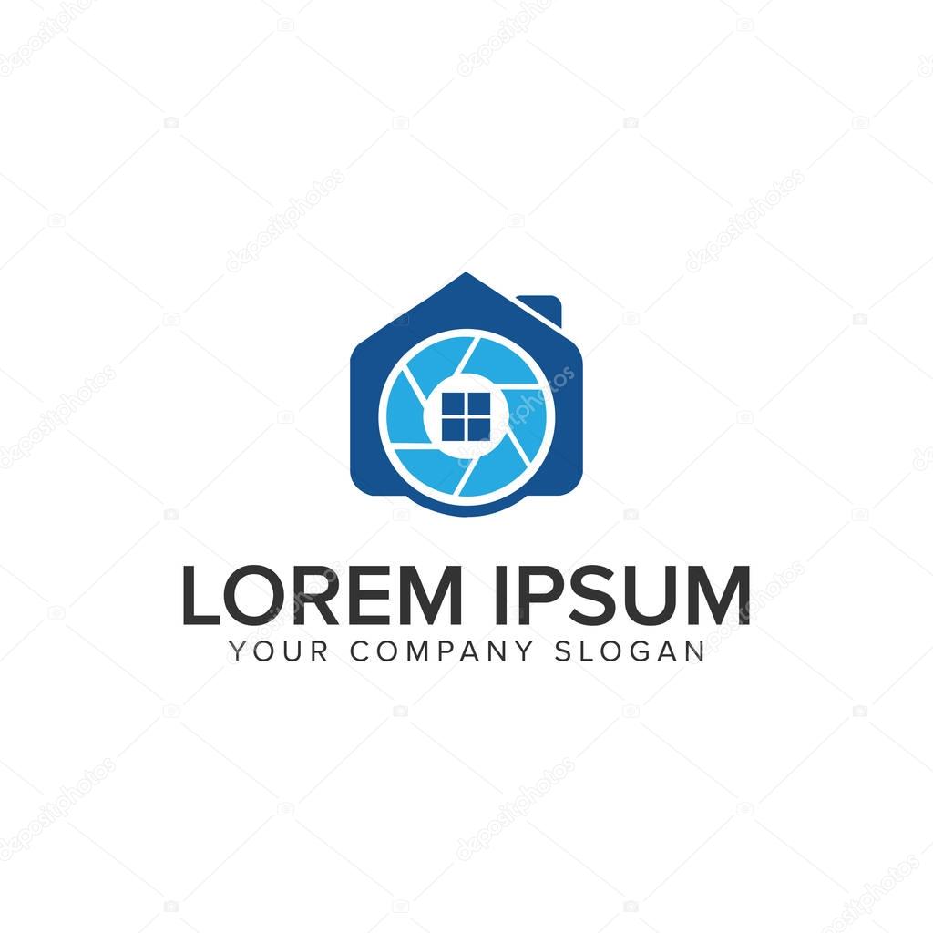Camera house logo design concept template. fully editable vector