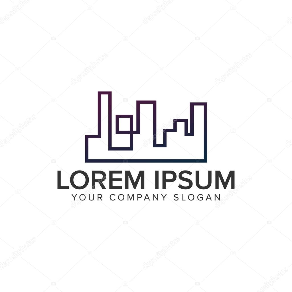 Building line logo, real estate logo design concept template. fully editable vector