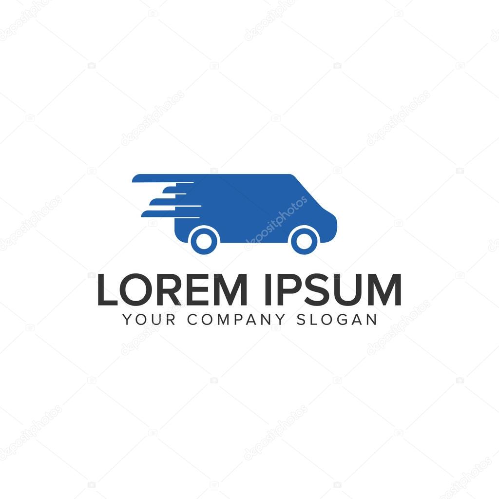 Fast shipping delivery truck logo design concept template.